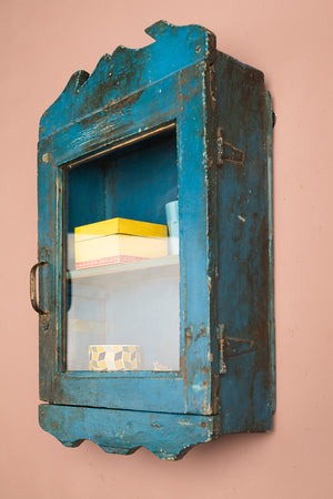 Bright Blue Vintage Wall Showcase