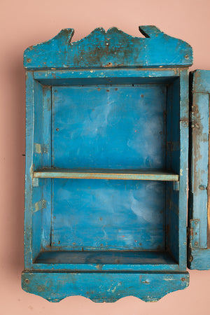 Bright Blue Vintage Wall Showcase