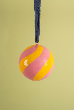 Apricot & Bubblegum Candycane Bauble