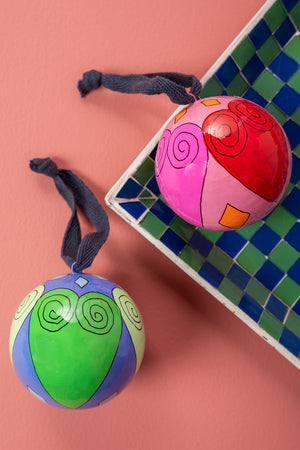 Green & Blue Hearts Bauble