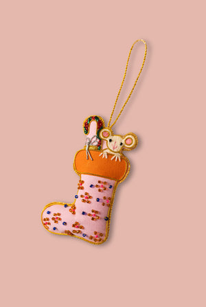 Mouse in a Stocking Decoration (Virgin Plastic Free)