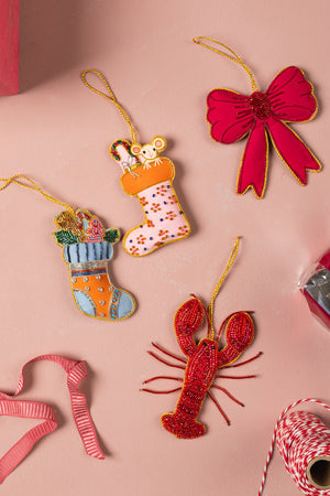 Mouse in a Stocking Decoration (Virgin Plastic Free)