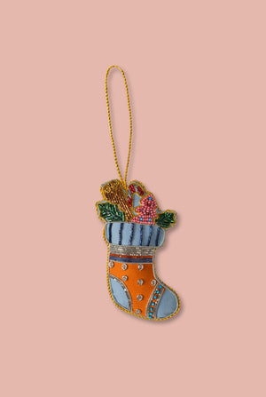 Blue Christmas Stocking Decoration (Virgin Plastic Free)