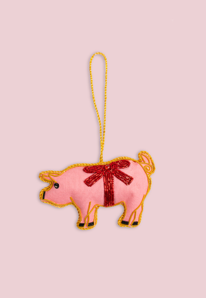 Pig in a Bow Decoration (Virgin Plastic Free)