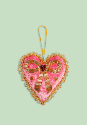 Pink Velvet Heart Decoration (Virgin Plastic Free)
