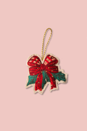 Red Embroidered Bow Felt Decoration