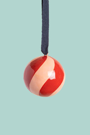 Crimson & Blush Swirl Bauble