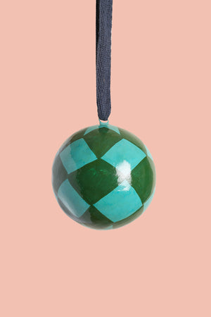 Hunter & Turquoise Harlequin Bauble