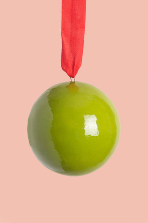 Olive and Red Large Colourblock Bauble