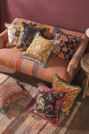 Cosmos Floral Velvet Cushion Cover