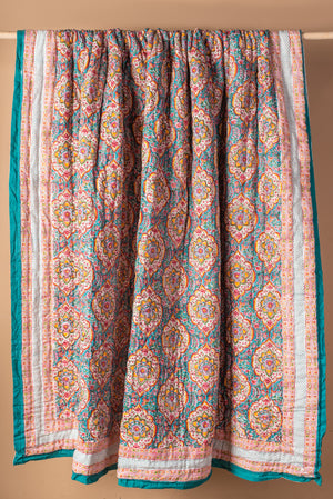 Jasmine Block Print Cotton Quilt