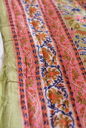 Pistachio Blossom Reversible Floral Quilt
