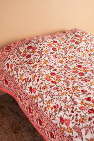 Coral Haze Reversible Floral Quilt