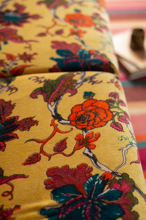Mustard Tree of Life Velvet Two Seater Sofa