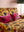 Mustard Tree of Life Velvet Two Seater Sofa