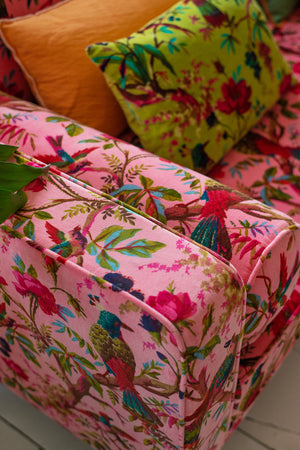 Milla Pink Bird of Paradise Velvet Sofa