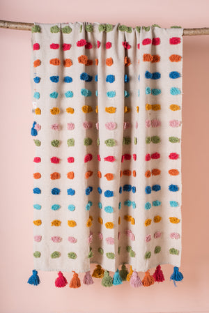 Handwoven 100% Recycled Pom Pom Throw